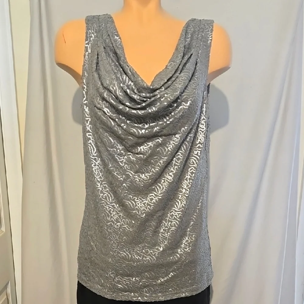 Micheal Kors Cowl Neck Sequined Dressy Top